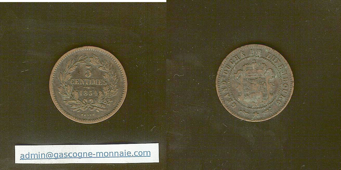 Luxembourg 5 Centimes Guillaume III  1854 TTB